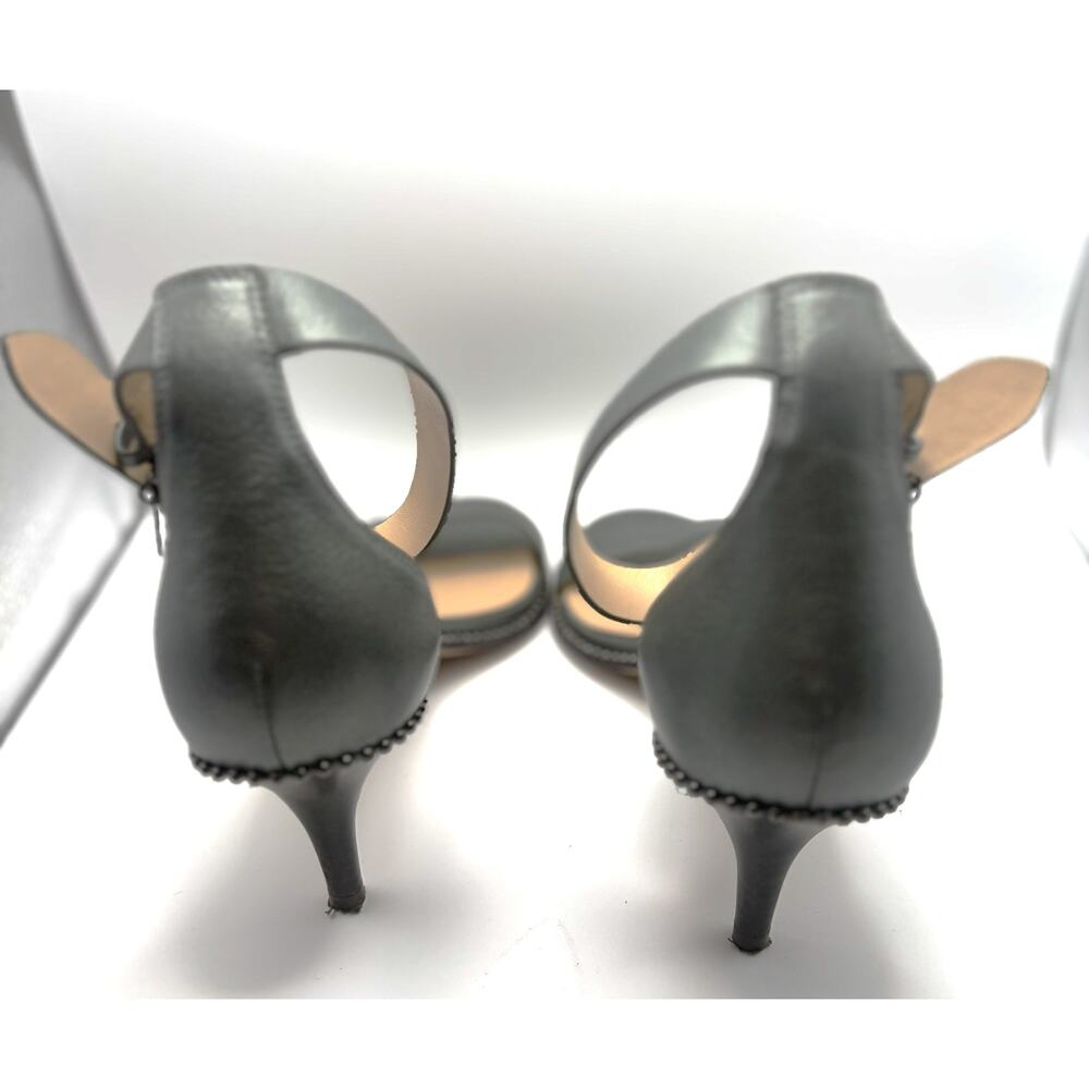 Coach Gunmetal Metallic Leather Ankle Strap Heeled Sandals Women's Size 7.5B - Picture 5 of 6